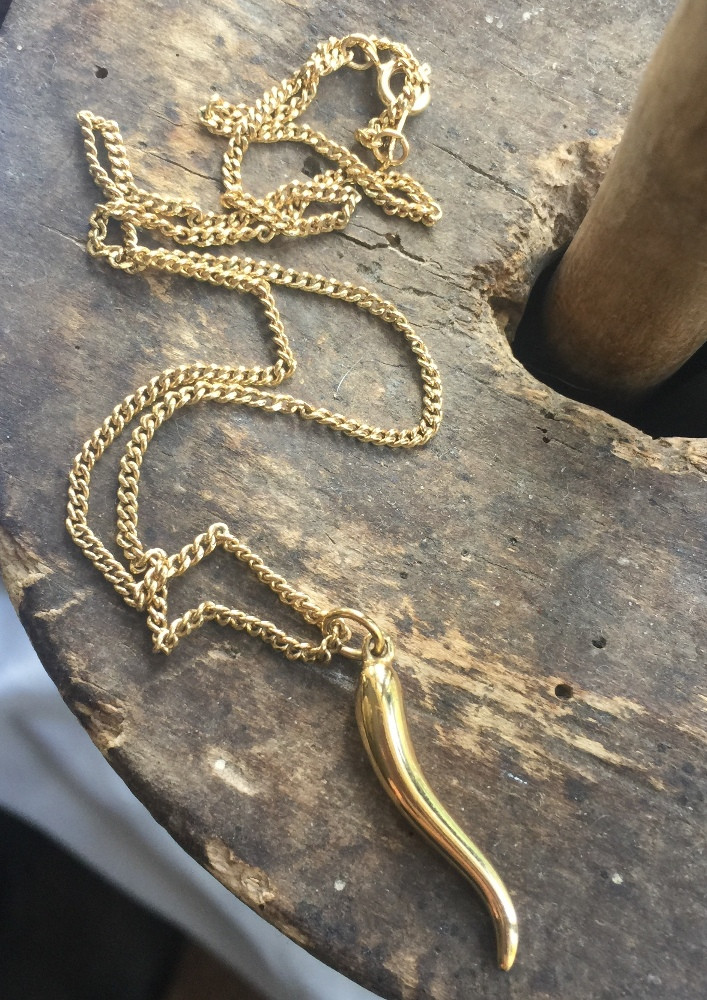 Vintage 18K Gold Plated Italian Horn 