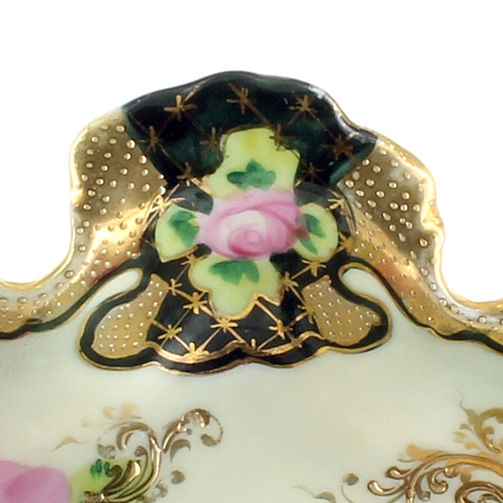 Antique Nippon Moriage Hand Painted Nappy Candy Dish Handle