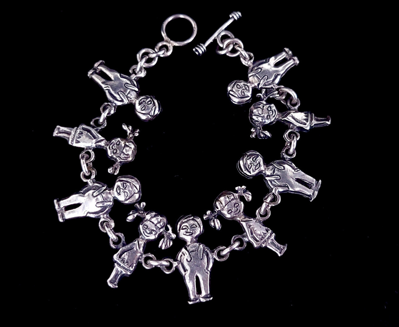 Italian Sterling Silver Vintage Charm Bracelet – Gem Set Love