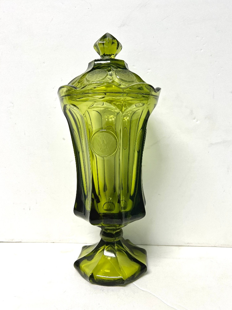 MR-451A ガラス瓶セット 8個 透明緑白コレクション　レトロ　アンティーク Vintage Mid-Century Fostoria Avocado Green Coin Glass Octagonal