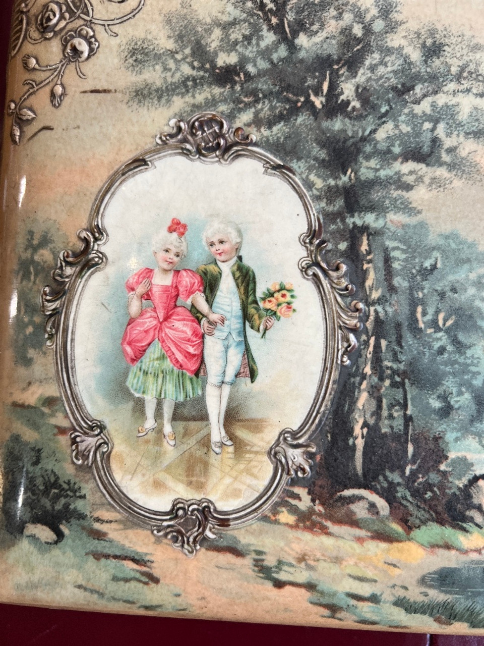 RARE Victorian Celluloid Photo Album In Excellent Condition - With Dancing  Couple Front and a Blue Velvet Design on the Back - Antique Photo Album