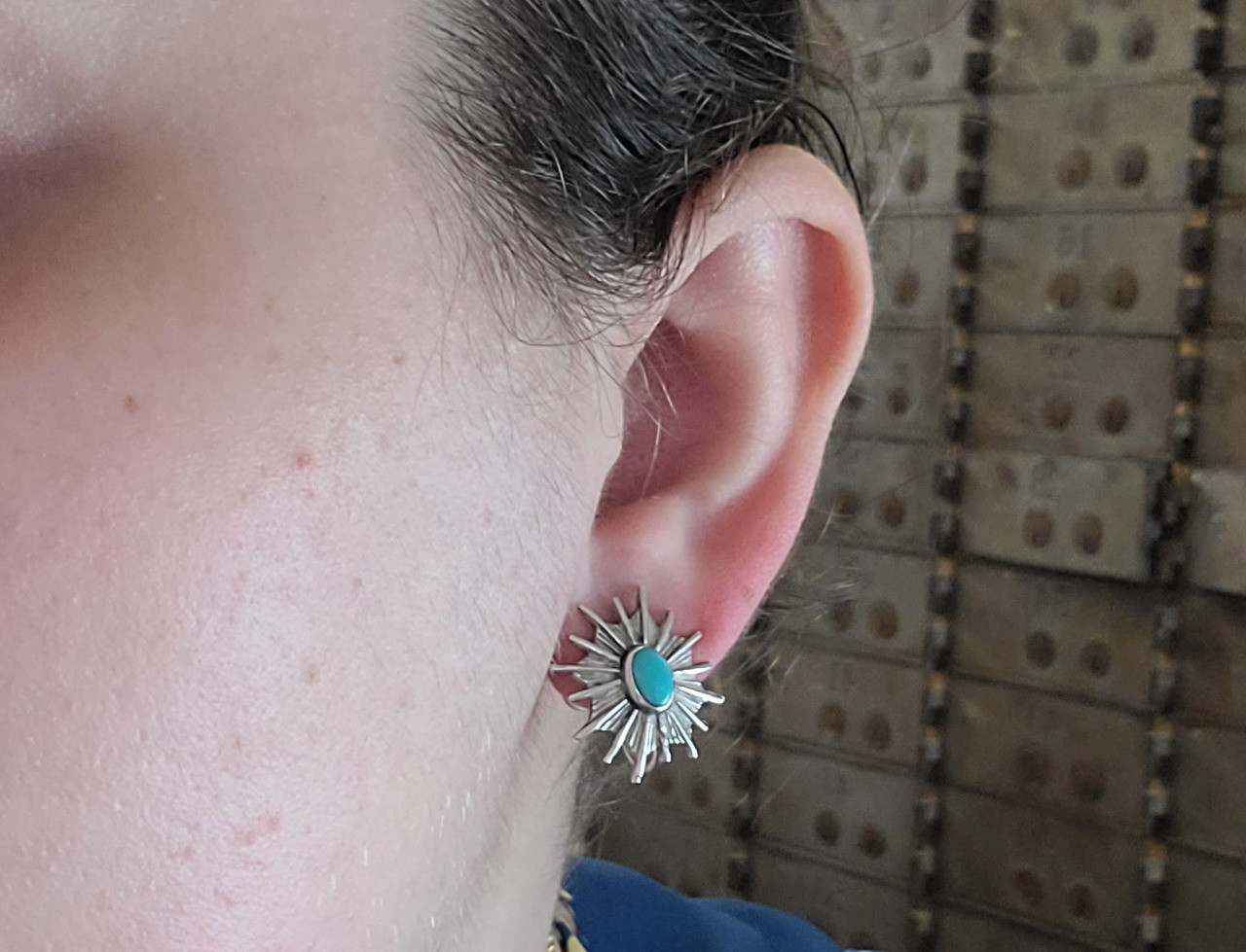 Sterling Silver Turquoise Screw Back Earrings