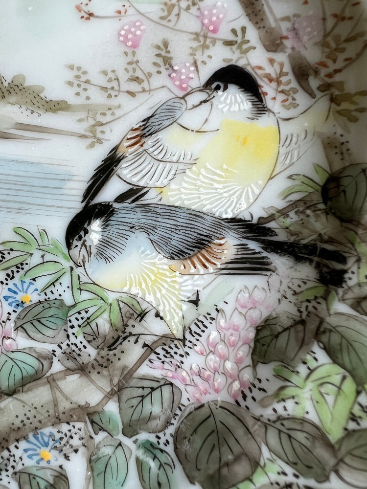 Antique Japanese Meiji Porcelain Satsuma Plate Hand Painted Birds