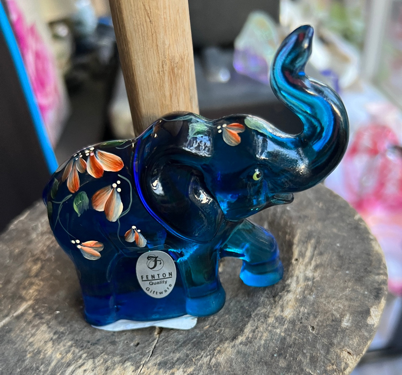 ★ BLUE ELEPHANT★ ENZO gold 03814 Fenton Lenox Hand Painted Glass Figurine Indigo the Little