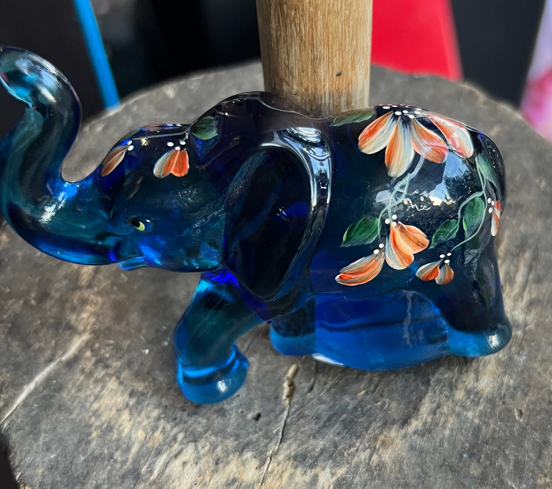 Fenton Lenox Hand Painted Glass Figurine Indigo the Little Blue