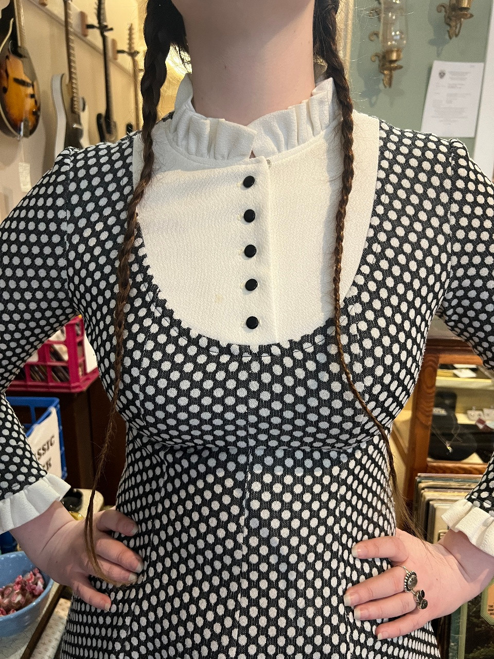 slim fit dress slacks White & Black Polka Dot Strapless Midi Dress main image 1