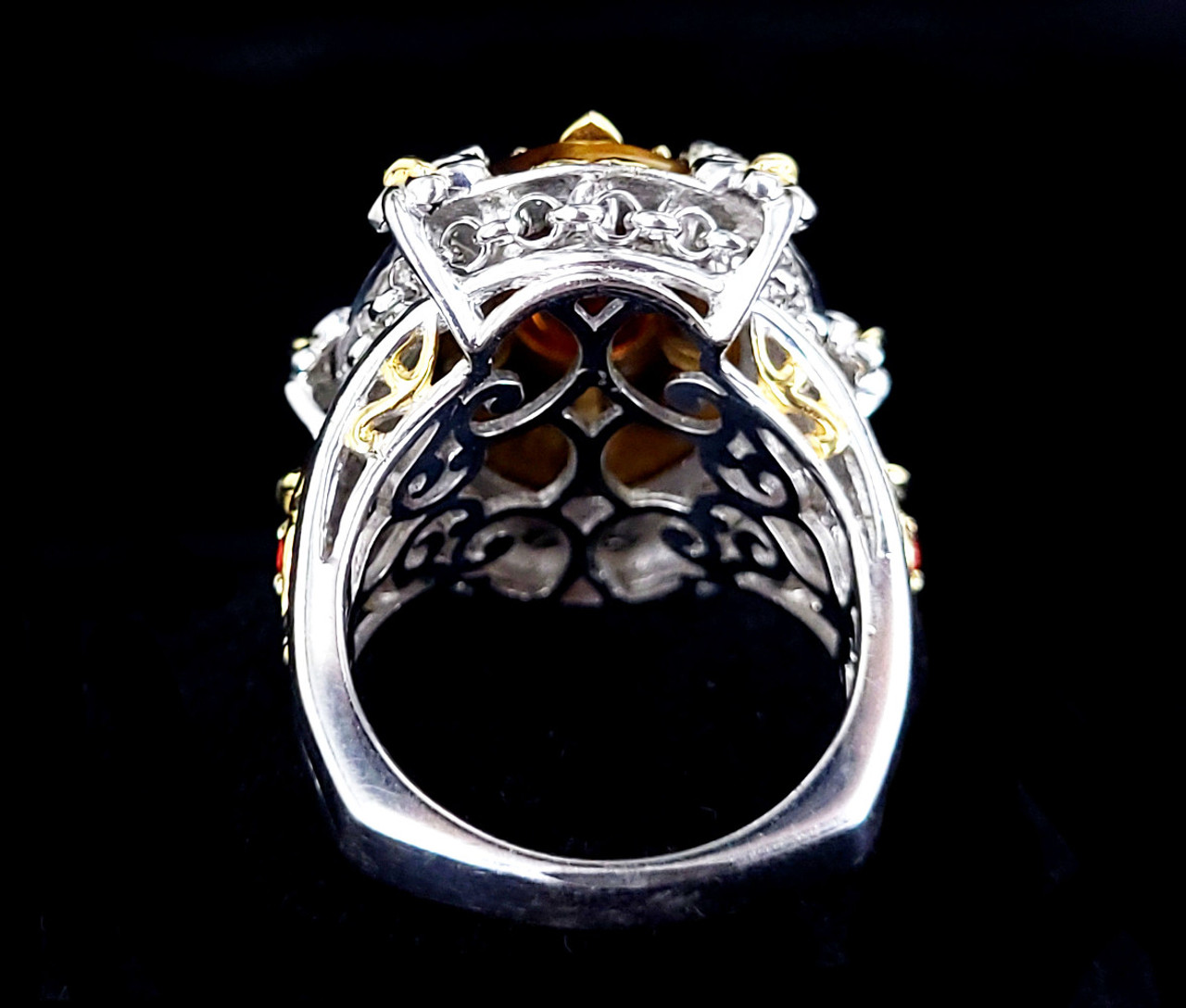 VOGUE掲載!日本未発売【Co.Ro.Jewels 】 BARBERINI RING GOLD Estate Sterling Amber Tigers Eye Spinel Gems En Vogue