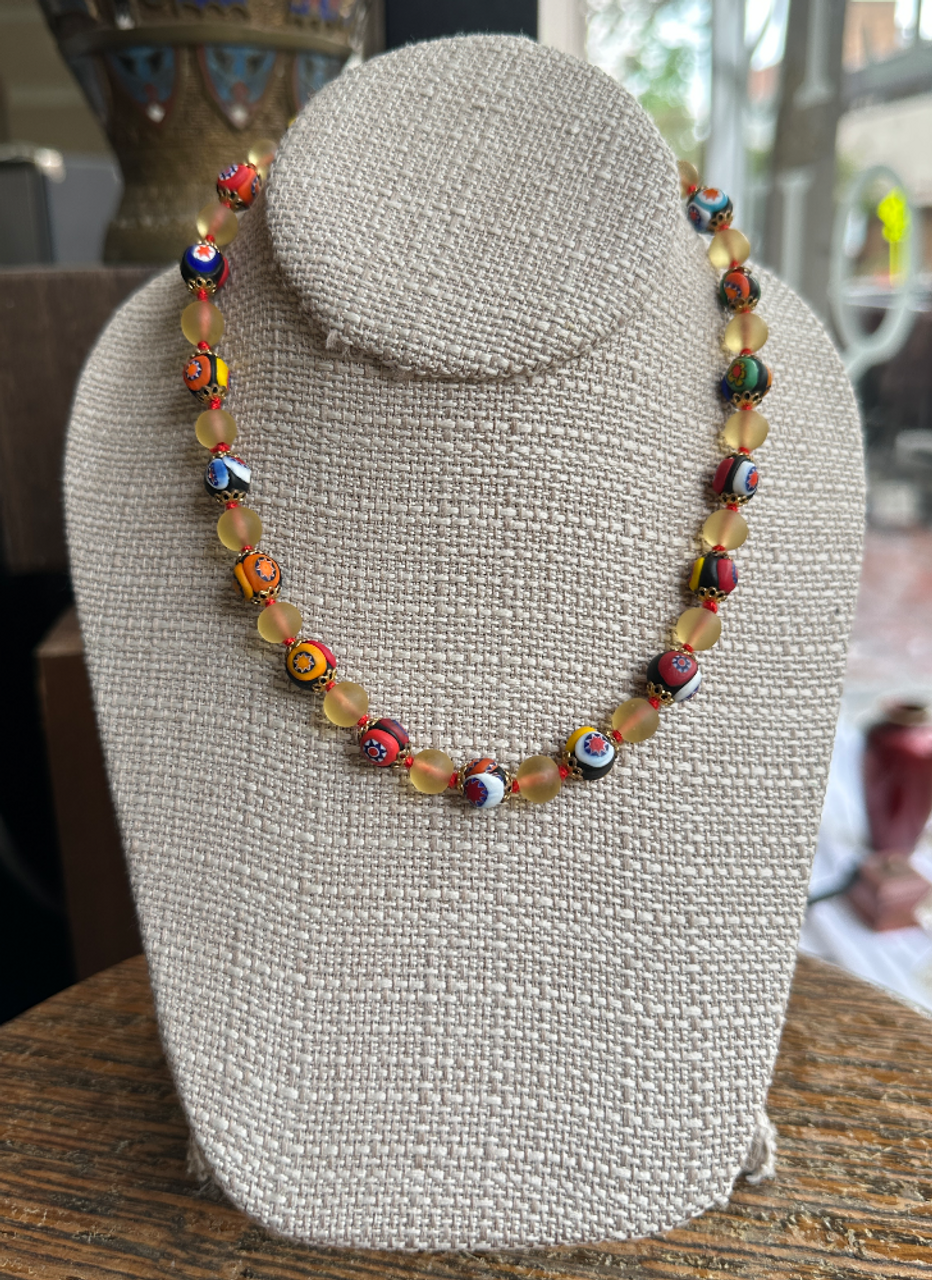 Authentic Petite Murano Glass Millefiori Bead Necklace