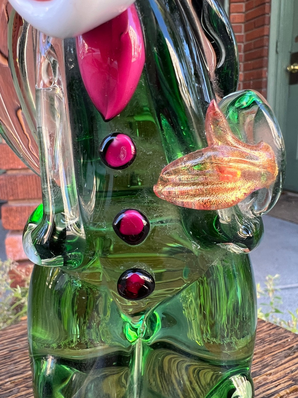 Vintage MCM Murano Glass Clown ~ Aventurine ~ Lattimo ~ Abstract