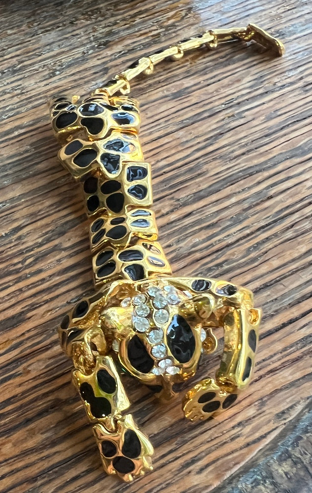 Vintage Cheetah Leopard Panther Cat Articulated Green Eyes