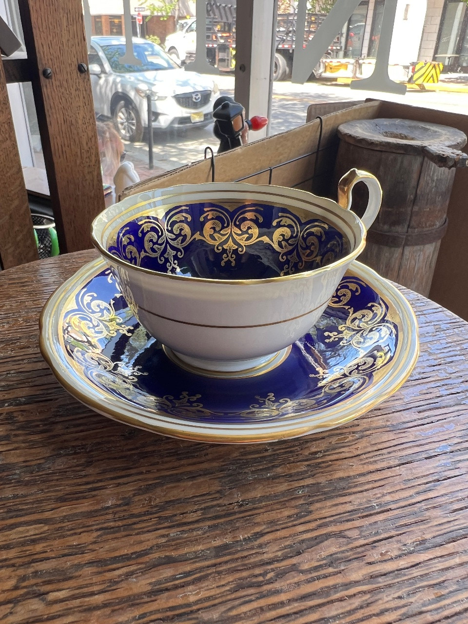 Vintage Aynsley Porcelain Tea Cup & Saucer Cobalt Blue Floral Bone