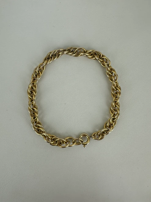 Vintage 12k Gold Filled Twist Double Link Cable Chain Bracelet 7.25”