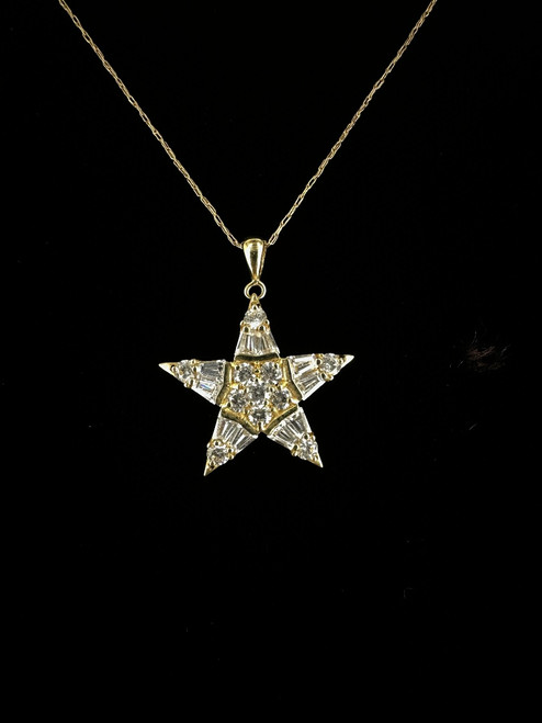Vintage 14k Gold Star Pendant Necklace 20.5”