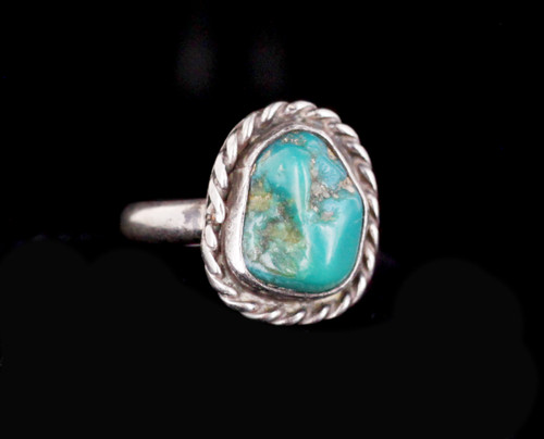 Vintage NativeAmerican Navajo OldPawn Sterling Silver Turquoise Southwest Ring 4