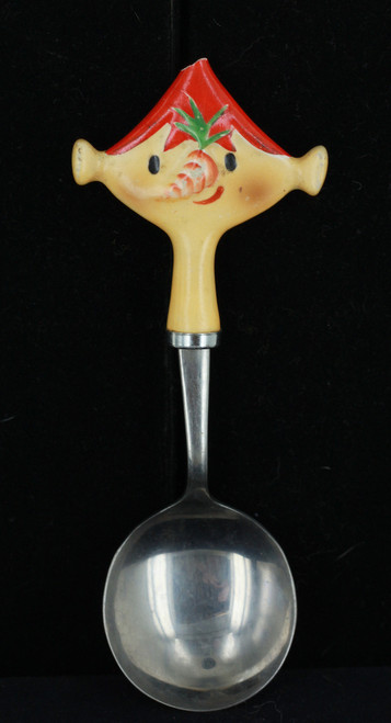 Very Rare Holt Howard Red Pixie Soup Spoon Stainless Steel-Cute!