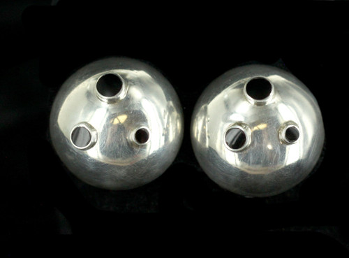 Vintage Mid Century Modernist Space Abstract Dome Sterling Onyx  Clip Earrings