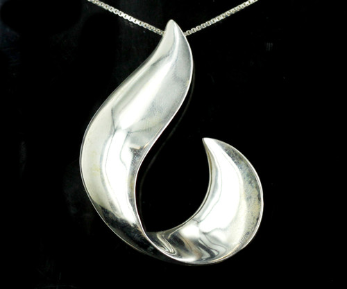 Vintage Sterling Mid Century Swirl Design Joseph Esposito Pin Pendant Necklace