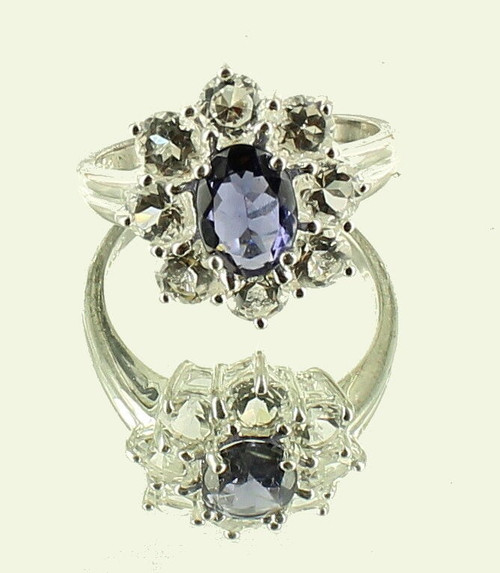 Vintage Sterling .70ct Amethyst & White Topaz 1.6ct Stunning Cocktail Ring Sz 8