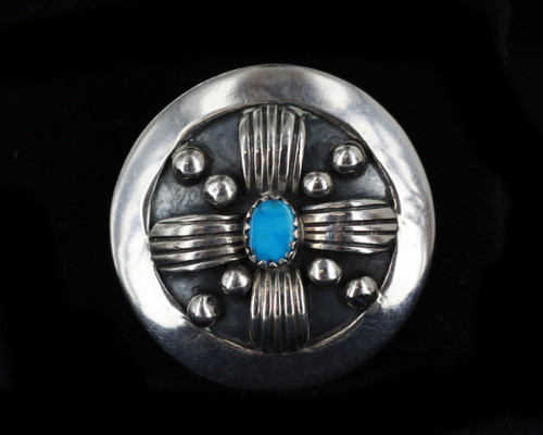 Vintage Old Pawn Sterling Navajo E.Bickle Sand Cast Squash Blossom Pin/Pendant