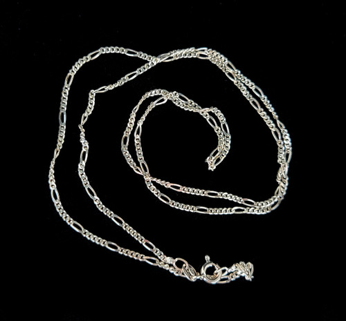 Vintage Sterling Silver 925 Figaro Unique Chain Necklace 24”