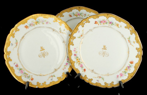 Antique Sevres Cabinet Plates A La Paix Elegant Griffons Hand Painted Authentic!