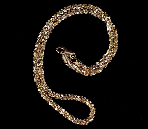 Vintage Yellow Gold Over Sterling Thick Diamond Cut Chain w Gold Filled Clasp 18”