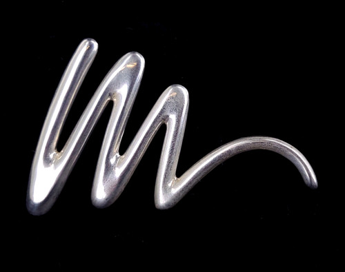 Vintage Sterling Silver Abstract Zig Zag Mid Century Modern Brooch Pin 2.5”