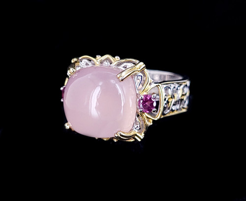 Estate Sterling Rose Quartz Garnet Gems En Vogue Michael Valitutti Ring 8