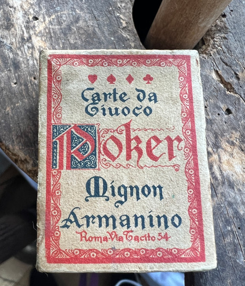 Vintage Mignon Armanino Miniature Italian Poker Card Set  Roma Red Ship Boat