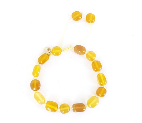 Estate Yellow Agate Semi Precious Stone Beaded Lola Rose Bracelet Adjustable