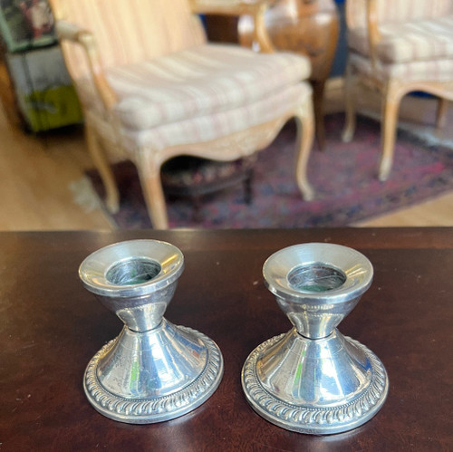 Vintage Lovely Pair MidCentury Solid Sterling Silver Candlesticks 183.1g c1950's