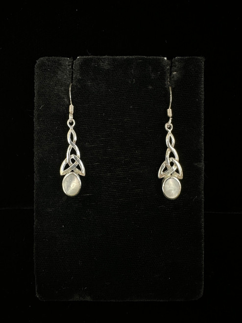 Vintage Sterling MOP Irish Celtic Knot Dangle/Drop Earrings 1.5”