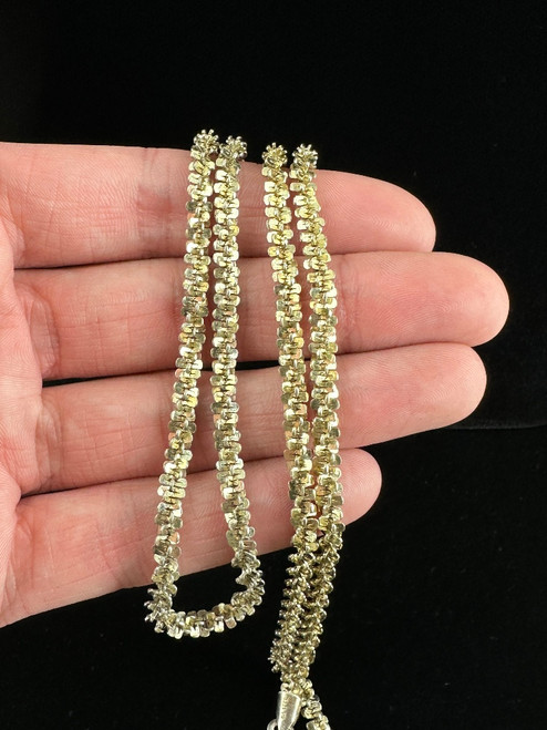 Vintage Sterling Gold Plated Sparkle Thick 4mm Margarita Chain Necklace 25”