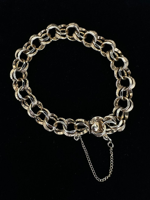 Vintage 12k Gold Filled Double Link Cable Chain Bracelet 7.5”