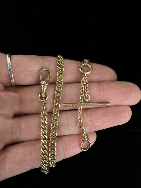 Antique Victorian 12k Gold Filled Watch Fob Chain 13”
