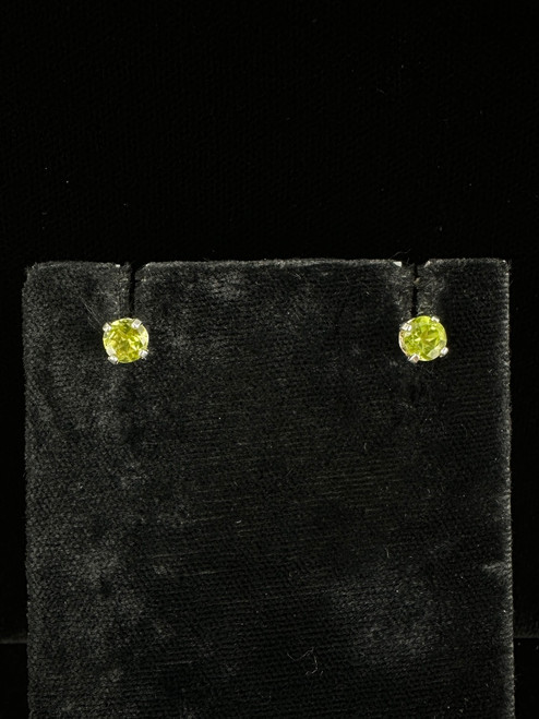 Vintage Sterling Silver Peridot Stud Earrings