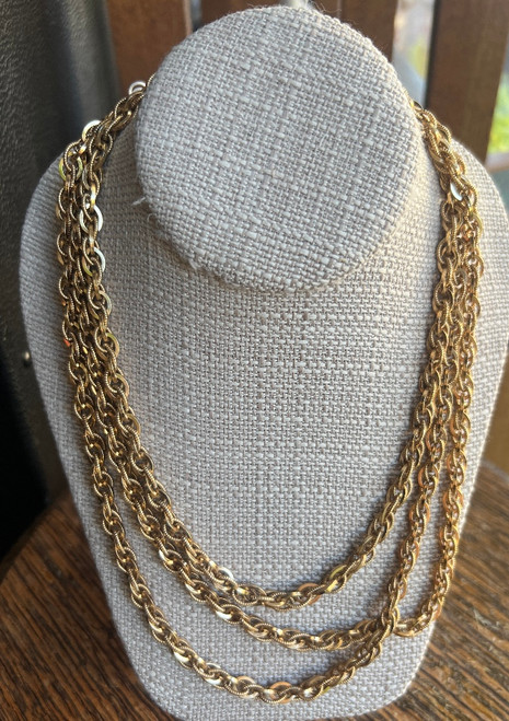 Rare Vintage Napier  7.5mm Rope Twist  Chain14k Gold Plated Necklace 60” Layers!