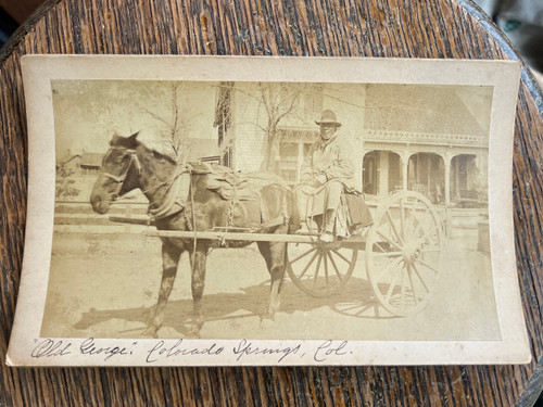 Antique 1885 Boudoir Cabinet Card Photo “Old George at the Ashman” CO Springs