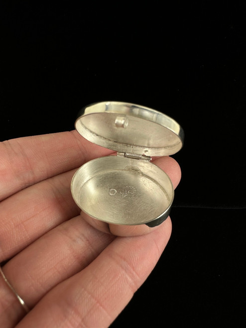 Vintage Sterling Silver Taxco Mexico Oval Pill Box 1.25”