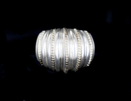 Vintage Sterling Silver & Gold Vermeil Domed Textured Ring Size 4.5