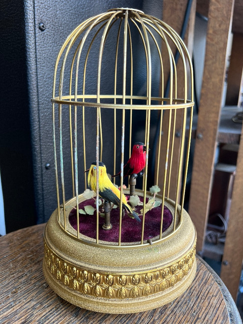 Vtg HaSu Singing Bird Cage Automaton ~Made in West Germany , Partially Functions