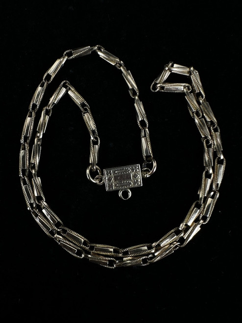 Antique Victorian 14k GF Gold Engraved Etched Fob Clasp Chain Necklace 15.75”