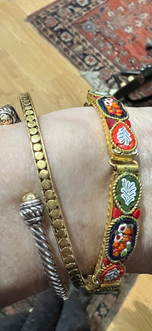 Antique Vintage Deco Pretty Micro Mosaic Italy Italian Link 1950's Bracelet  7.5"