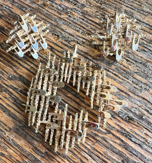 Vintage Marcel Boucher MCM Modernist Brutalist GP Pin Pendant Earrings Set 3" H