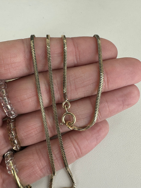 Vintage 12k Gold Filled 1.4mm Square Box Shaped Snake Chain Necklace 22.5”
