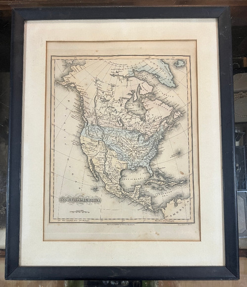 Antique 1823 N America Map, Fielding Lucas Jr, Young & Delleker Framed Engraving