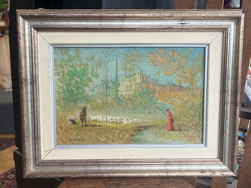 Vtg 1975 Italian Painting "Passatempo" by Decalage Gruppo d’Arte - Framed, Orig