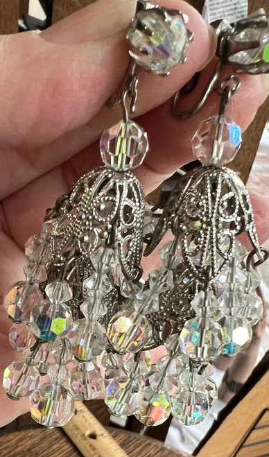 Vintage Originals by Robert Crystal Filigree Chandelier Haskell Earrings 3” H