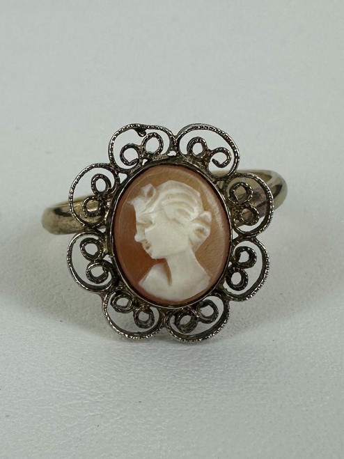 Vintage Gold Filled Handmade Wire Wrap Adjustable Cameo Ring