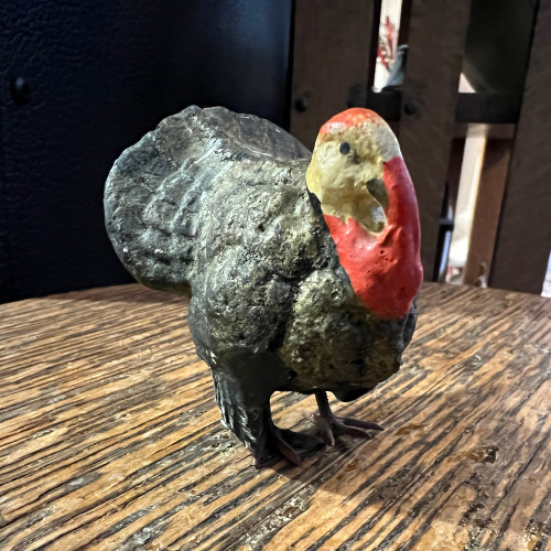 Antique German Putz Composition Turkey Figurine Erzgebirge Christmas Village